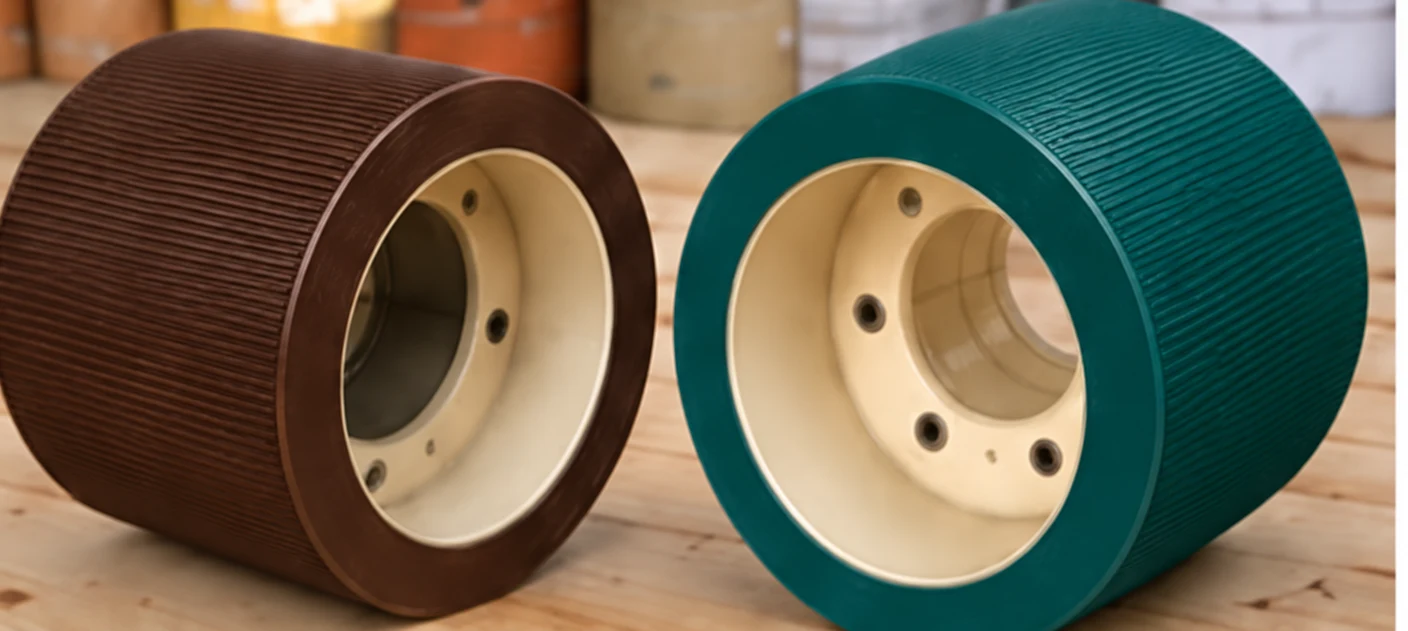 Our new SAJAL dark chocolate brown and SAJAL+ dark teal green rubber rollers